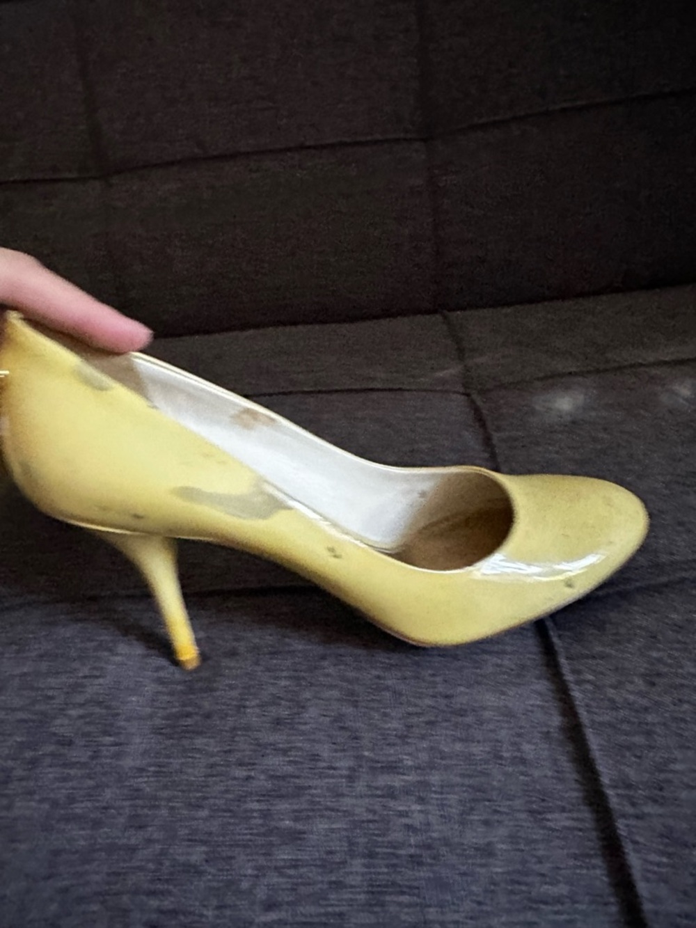 Louis Vuitton Yellow Patent Leather Padlock Stiletto Heels 39 Authentic - Picture 9 of 11